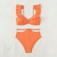 thumbnail image 6 of UTSJKR Women's High Waisted Bikini Sets Ruffle Two Piece Swimsuits Crisscross Bathing Suits Adjustable Straps Bikini Padded Bathing Suit Orange M, 6 of 9