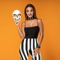 thumbnail image 2 of HDE Black and White Stripe Leggings Halloween Theme Pants Workout Tights XL, 2 of 6