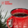 thumbnail image 5 of Red Co. Set of 4 Enamelware Metal 12 Oz Round Camping Coffee Mugs with Handle, White-Speckled Red/Black Rim, 5 of 9