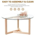 thumbnail image 3 of Hassch 35" Round Coffee Table, Modern Cocktail Table with Tempered Glass Top & Sturdy Wood Base for Living Room, Natural, 3 of 10