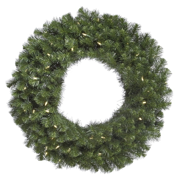 Pemberly Row 72" Douglas Fir LED Lights Artificial Christmas Wreath in Green