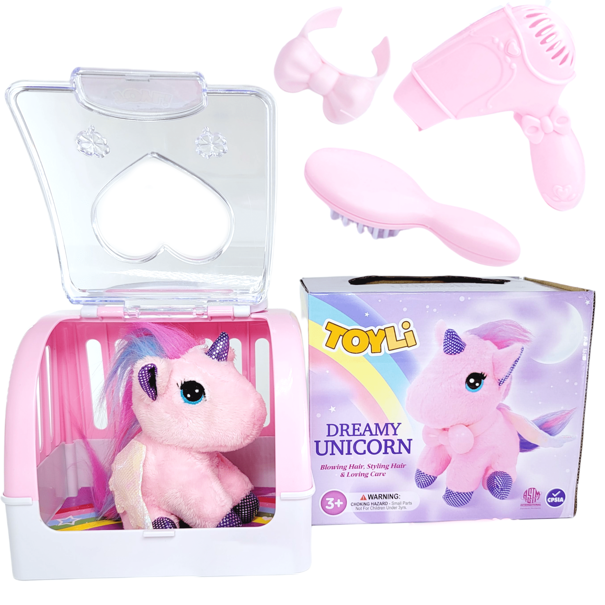 TOYLI Plush Unicorn 5 Piece Toy Set, Ultra Soft Durable Stuffed Animal for Girls with Cage,  Gift for Kids Toddlers