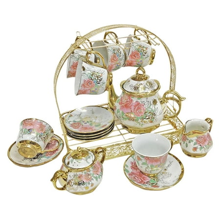 

Ceramic Cups and Saucers Set Nordic for Tea Party Living Room Afternoon Tea rose