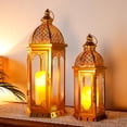 thumbnail image 3 of Set of 2 Decorative Candle Lantern 22"&17" H Outdoor Candle Lanterns Vintage Metal Candle Holder for Garden Living Room Indoor, 3 of 6