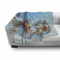 thumbnail image 3 of Christmas Soft Flannel Fleece Throw Blanket, Santa in Sleigh Reindeer and Toys Snowy North Pole Tale Fantasy Image, Cozy Plush for Indoor and Outdoor Use, 50" x 60", Navy Blue, by Ambesonne, 3 of 6