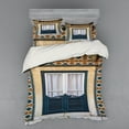thumbnail image 1 of Ambesonne Rustic Bedding Set 4 Pcs, Vintage Window Rural, Queen, Teal Orange, 1 of 3