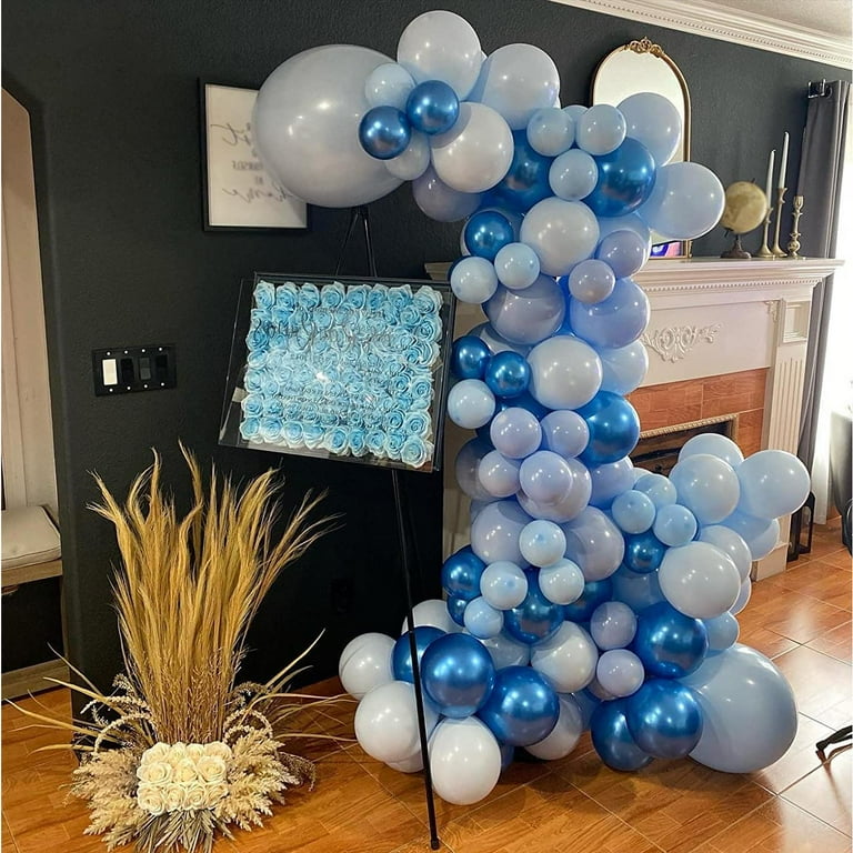 Blue Balloon Metallic Blue Balloons, 60 count 12Inch Chrome Blue Balloons Macaron Baby Blue Balloons Pearl Blue Balloons Navy Blue Latex Balloons for Birthday Wedding Baby Shower Party Decoration