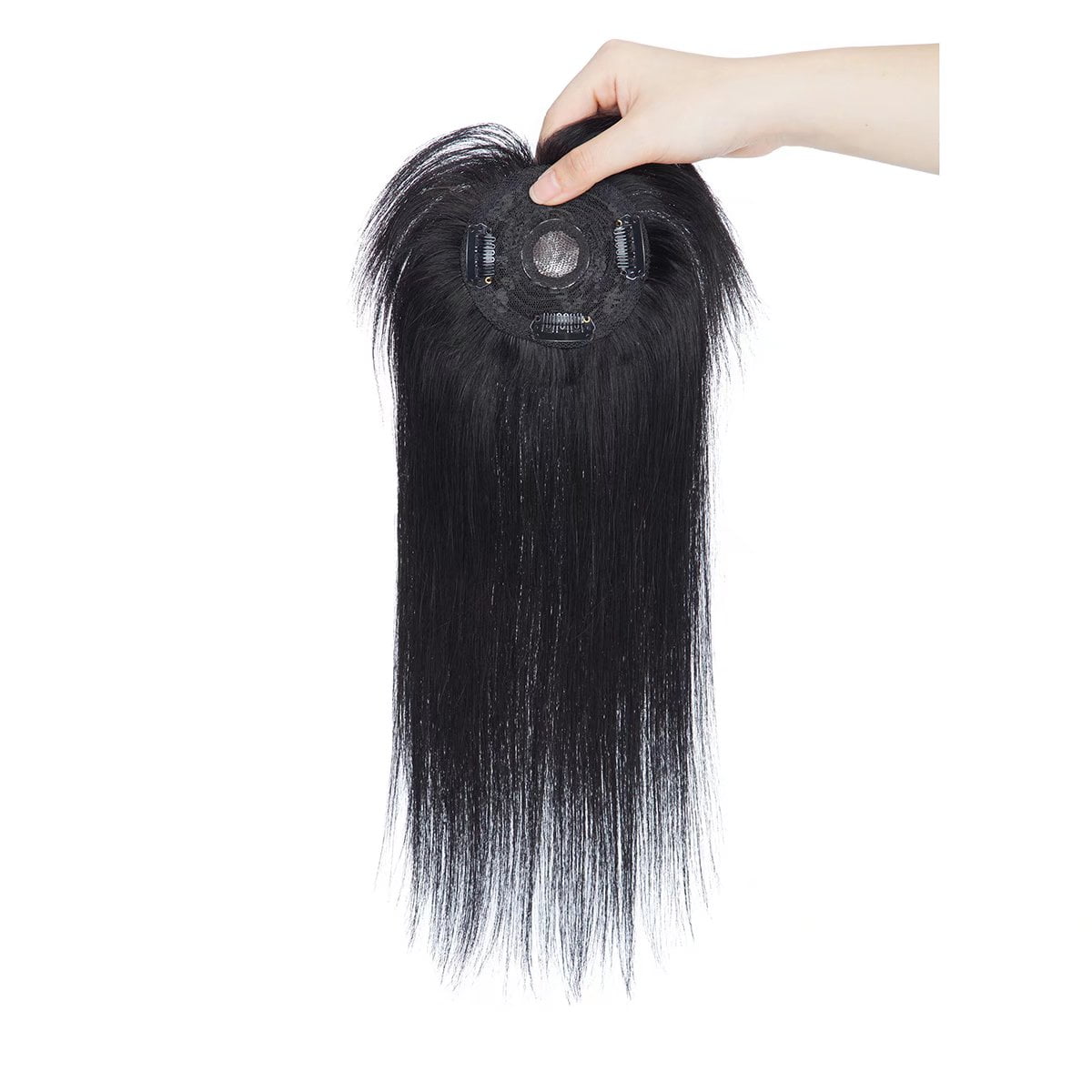 MY-LADY Silk Mono Base Clip in Topper 100% Remy Human Hair Extensions Women Toupee Hairpiece with Bangs for Thinning Hair