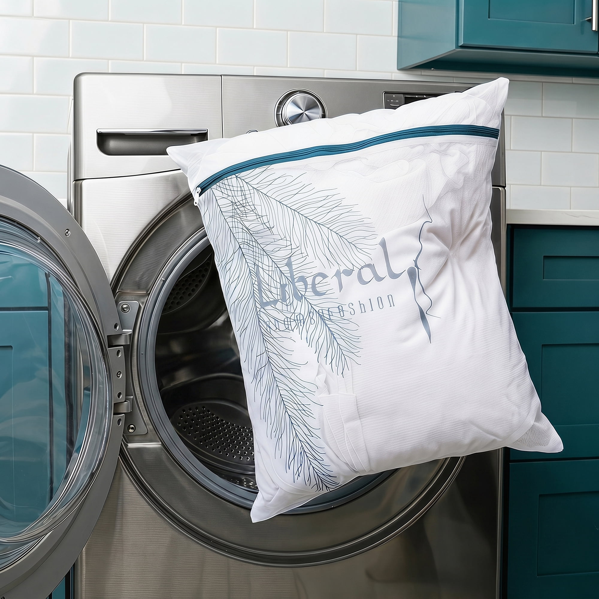 Unique Bargains 2Pcs Mesh Laundry Bags for Delicates Protect Garments White 19.7" x 23.6"