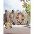 thumbnail image 6 of Pack of 2 Outdoor Pillow Covers, Meddle Century Vintage Blue Carpet Mural Pattern Waterproof Square Throw Pillowcase Cushion Decorative Pillow Covers for Couch Patio Tent, 26x26 in, 6 of 6