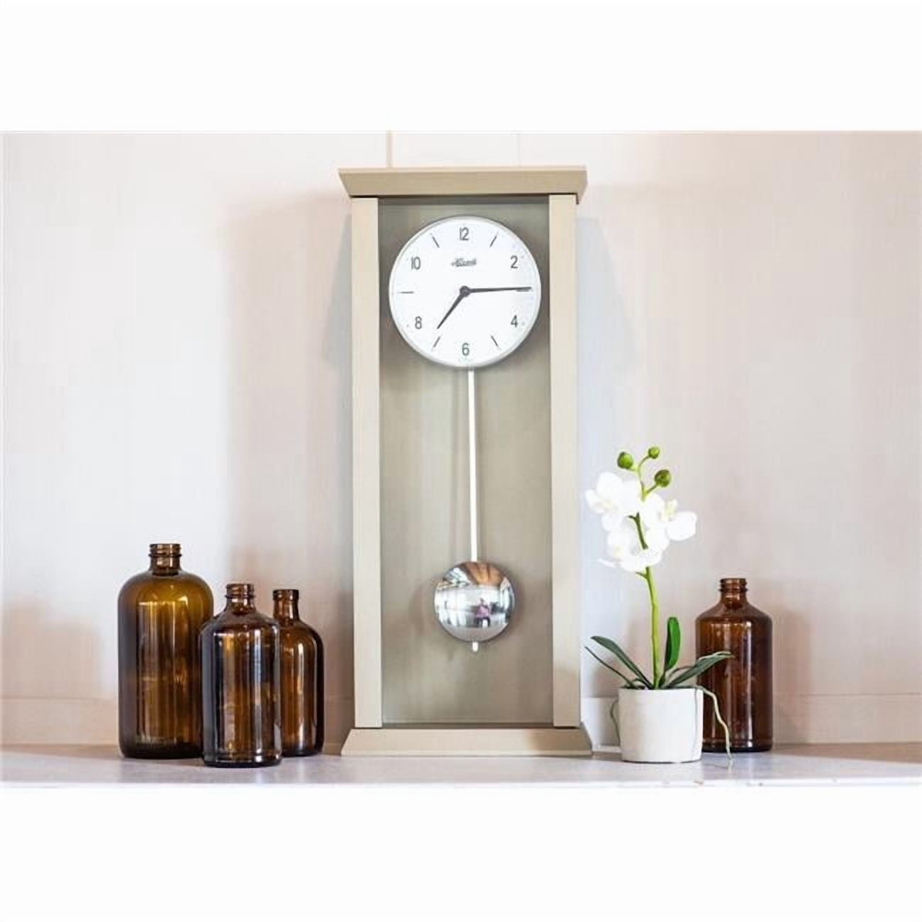 Hermle 22.5 Tan and White Rectangular Pendulum Wall Clock
