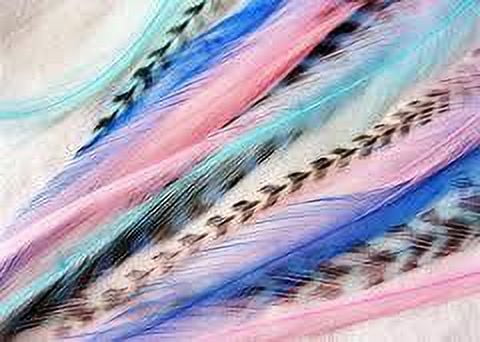 7 feathers in Total 7-10 Mermaid Mix Long Thin Feathers for Hair Extension 7 Feathers