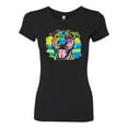 thumbnail image 2 of Cute Happy Smiling Dog Rainbow Pitbull Dog Lover Womens Slim Fit Junior Tee, Black, Small, 2 of 3