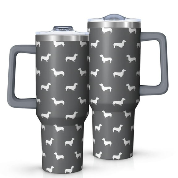 OBREWU Dachshund Tumbler with Handle and Lid,Dachshund 40oz Double Wall Vacuum Insulated Tumbler,Cups Gift for Women and Men