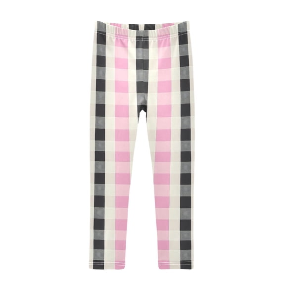 joogoo Girls' Leggings Soft Checkered Yoga Pants 6T