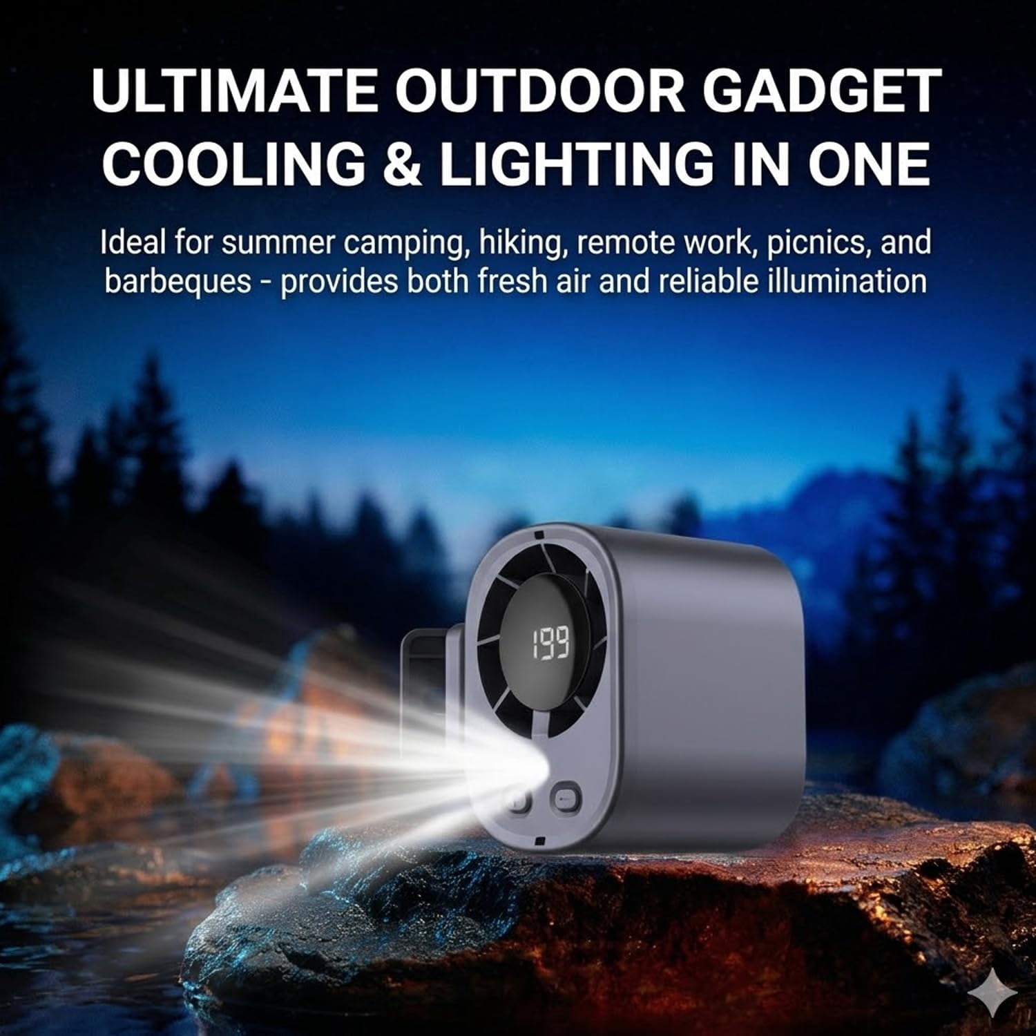 2026 Car Clip on Air Conditioner Fan with LED Display - 360° Rotation, Portable USB Rechargeable Personal Fan, Hands-Free Clip on Fan for Cars, Work, Camping