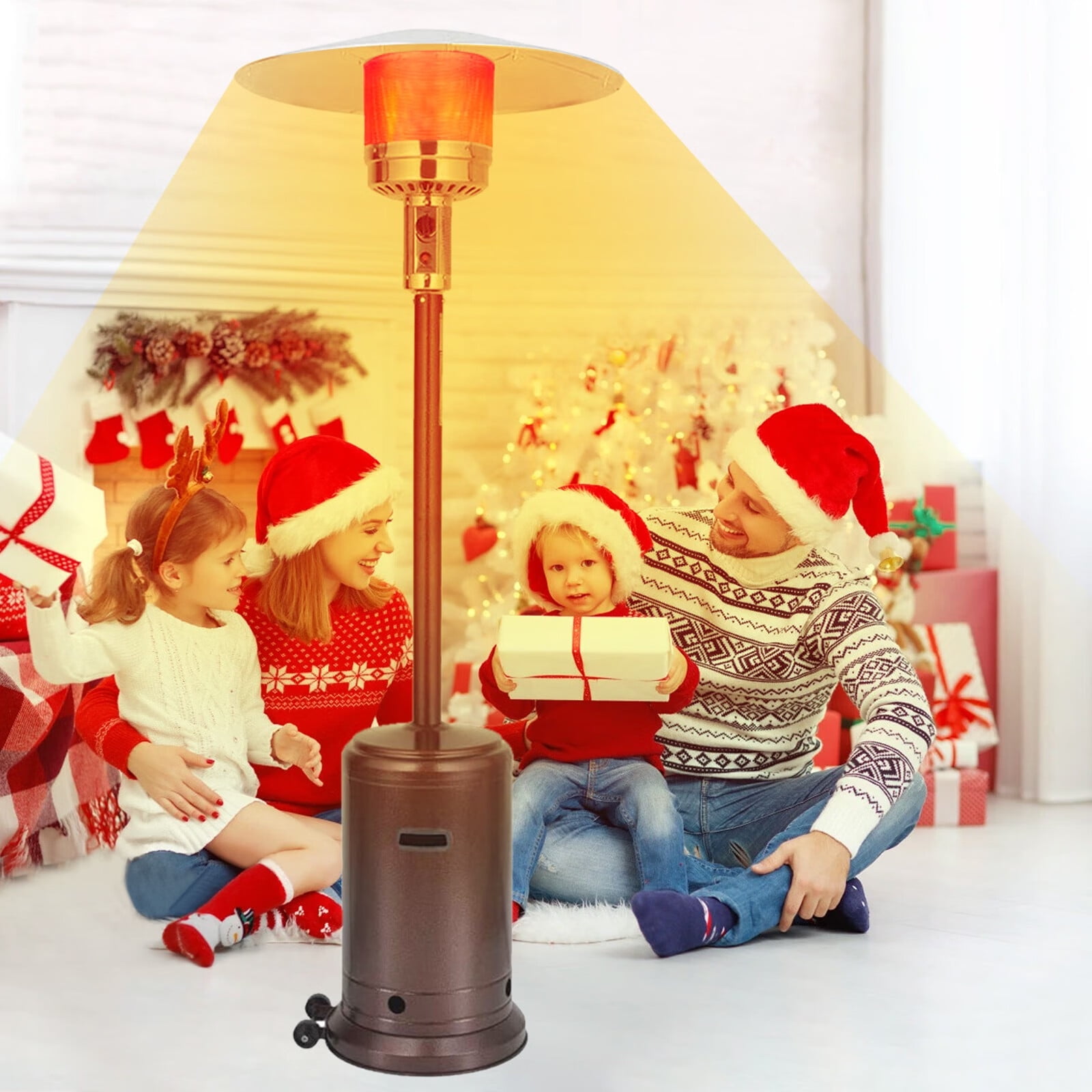 46,000 Btu Gas Outdoor Patio Heater With Piezo Ignition System, Wheels For Smooth Mobility, LP