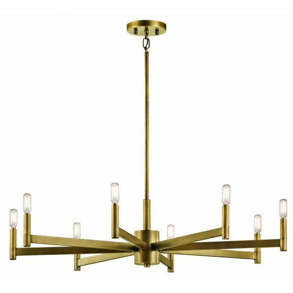 Wagon Wheel 8-Light Chandelier with Candle-Style Bulb Base 35.5 inches W X 9.25 inches H-Natural Brass Finish Bailey Street Home 147-Bel-2013860
