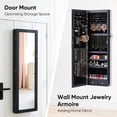 thumbnail image 3 of edx Full-Length Mirror Jewelry Cabinet with 6 LED Lights, Wall Door Mounted Large Jewelry Armoire Organizer with Makeup Storage, Black, 3 of 8