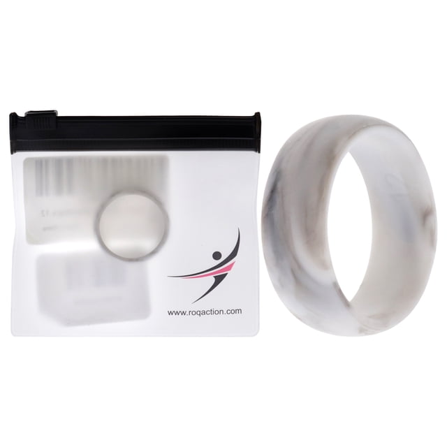 Alianza de boda de silicona - Mármol blanco-negro de ROQ para hombre - Anillo de 12 mm