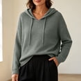 thumbnail image 7 of Otntypg Women's Waffle Knit Hoodie Tops Loose Oversized Casual Fall Long Sleeve Drawstring Hooded Pullover Sweatshirts Lightweight Dressy Casual Hoodies for Travel Daily, 7 of 7