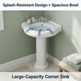 thumbnail image 3 of Portsmouth 22'' Corner Pedestal Bathroom Sink Small White Wash Basin Overflow and 4" Centerset Faucet Holes - Grade A Porcelain Sink Renovators Supply, 3 of 14