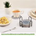 thumbnail image 6 of Haosy Set of 6 Drink Woven Coaster with Holder Heat Resistant Non-Slip Bar Coasters 4 Inches Blue Porcelain Chrysanthemum, 6 of 7