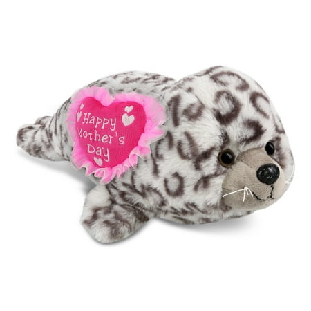 DolliBu Happy Mother s Day Super Soft Plush Seal - Cute Stuffed Animal Present with Pink Heart Message for Best Mommy Grandma Wife Daughter - Cute Wild Life Plush Toy Gift - 12 Inches