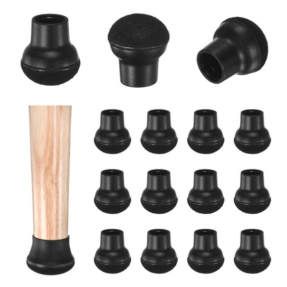 Uxcell 16-Pack Chair Leg Floor Protectors, 0.55"-0.75" Silicone Cups Round Felt Furniture Pads for Hardwood Floors/Tile Floors, Chair Leg Covers [Black]