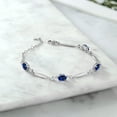 thumbnail image 3 of Gem Stone King 925 Sterling Silver Blue Created Sapphire and White Lab Grown Diamond Tennis Bracelet for Women | 4.30 Cttw | Gemstone September Birthstone | Oval 7X5MM | 6 inch + 1 inch Extender, 3 of 3