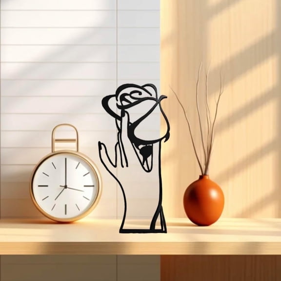 Metal Floral Decorative Sculpture - Black Abstract Art Statue for Home, Office. as a Ring Holder, Bookshelf or Living Room Décor.