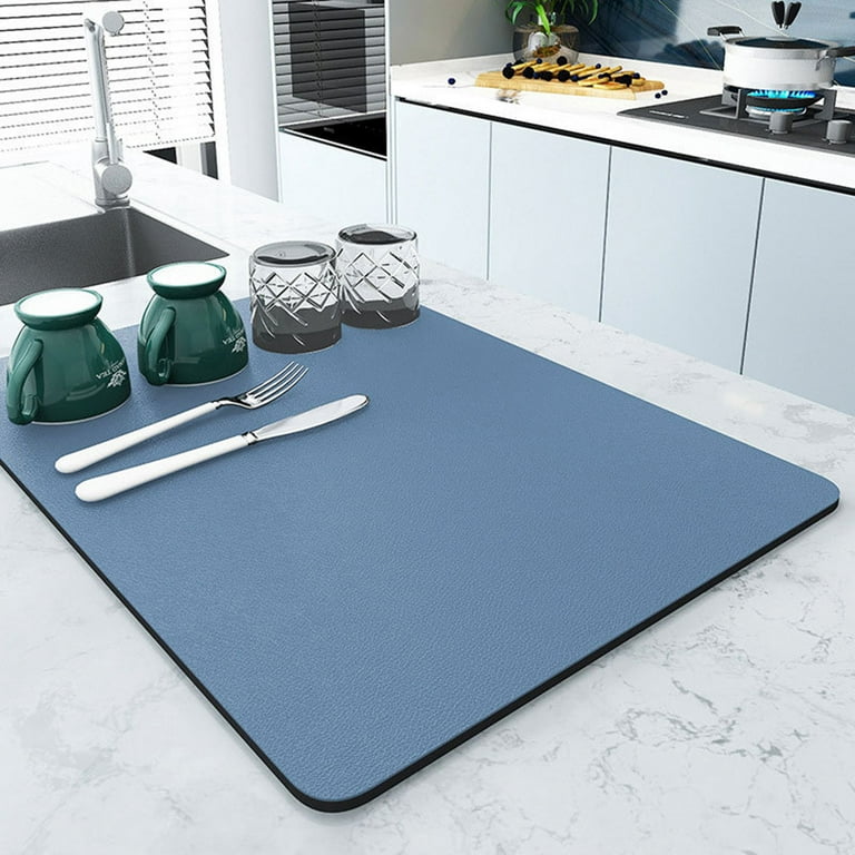 Ovzne Silicone Dish Drying Mat for Multiple Usage, Kitchen Countertop Mat,  Easy clean, Eco-friendly, Heat-resistant Silicone Mat for Kitchen Counter  or Sink, Refrigerator or Drawer liner Blue 