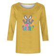 thumbnail image 4 of lcziwo 3/4 Length Sleeve Womens Tops Easter Cute Rabbit Graphic Tees Shirt Casual Loose Fit Crewneck Pullover Blouses Yellow M, 4 of 5