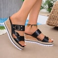 thumbnail image 6 of Samdudou Wedge Sandals for Women Perforated Two Strap Cork Espadrille Open Toe Buckle Summer Casual Beach Vacation Ladies Dressy Jute Wrapped Footwear, 6 of 9