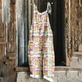 thumbnail image 2 of JURANMO Back Packs Sales for School Womens Easter Cute Bunny Eggs Print Outfit 2025 Spring Holiday Clothes Casual Cotton Linen Jumpsuits Loose Fit Wide Leg Rompers Overalls Multicolor XXXXXL, 2 of 6