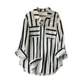 thumbnail image 2 of LEBONYARD Womens Tops Long Sleeve,Womens Tops 3/4 Length Sleeve ,Women's Summer Casual Mid-length Vertical Striped Multi-colored Shirt Black XXL, 2 of 6