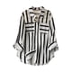 thumbnail image 2 of ICHUANYI Clearance Women's Summer Casual Mid-length Vertical Striped Multi-colored Shirt(Black, M) ICHUANYI WER2023080816587, 2 of 6