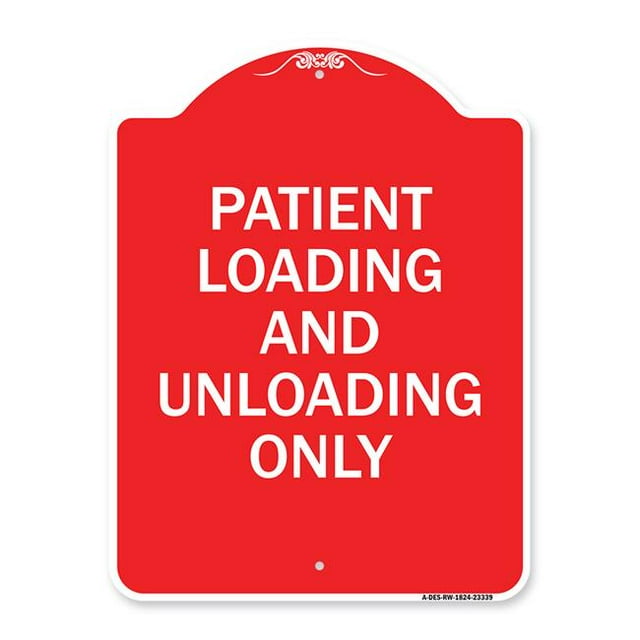 Panneau de la Série Designer 18 x 24 Po - Chargement et Déchargement Patient Uniquement, Rouge et Blanc
