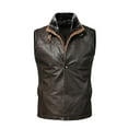 thumbnail image 2 of Men's PU Leather Retro Workwear Vest, Coffee Brown, Size L, 2 of 6