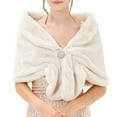 thumbnail image 2 of Gelikeya Shawl 1920s Bride Wedding Party Wraps Fall Winter Stoles Scarfs for Women and Bridesmaids, Beige, Size L, 2 of 8