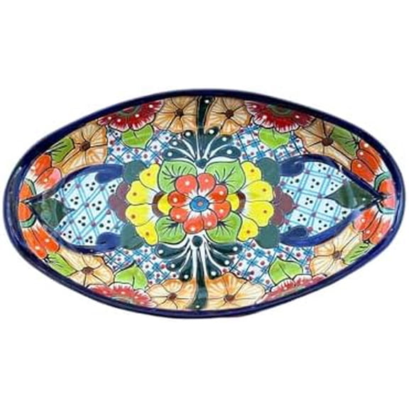 Large Talavera Oval Platter – 17.5” x 10” Hand-Painted Ceramic Mexican Pottery Serving Tray$$Home Decor, Kitchen, & Other