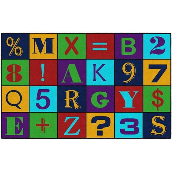 Flagship Carpets CE482-28W 5 x 8 Alphabet Number Jumble Rug - Rectangle