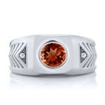 thumbnail image 2 of Gem Stone King Men's 925 Sterling Silver Red Garnet Ring (1.88 Ct Round, Gemstone Birthstone, Available in Size 7, 8, 9, 10, 11, 12, 13), 2 of 5
