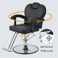 thumbnail image 5 of Heavy-Duty Steel Frame PU Leather 360° Rotation Hydraulic Pump Reclining Barber Chair Salon Equipment Stylist, Black 330lbs, 5 of 10