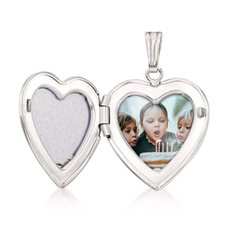 Ross Simons Sterling Silver Heart Locket Necklace With 14kt Yellow
