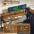 thumbnail image 7 of 59" Office Desk with Drawers, Reversible Computer Desk with File Drawers & Storage, Gaming Desk with LED Lights & Power Outlet, Home Office Desks for Printer, Rustic Brown, 7 of 7