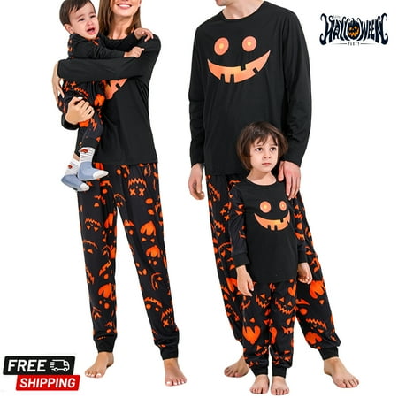 

Family Halloween Pajamas Halloween Grimace Round Collar Long Sleeve Pullover + Long Pants Patchwork Long Jumpsuit