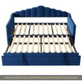 thumbnail image 3 of Upholstered Twin Size Daybed with Adjustable Height Pop Up Trundle Twin Bed and USB & Type-C Charging Port, Day Bed Frame with 2 Side Pockets, No Box-Spring Needed, Blue, 3 of 10
