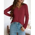 thumbnail image 3 of Camisa PRETTYGARDEN 2025 Otoño Manga Larga Cuello en V Rojo Vino 2XL, 3 of 5