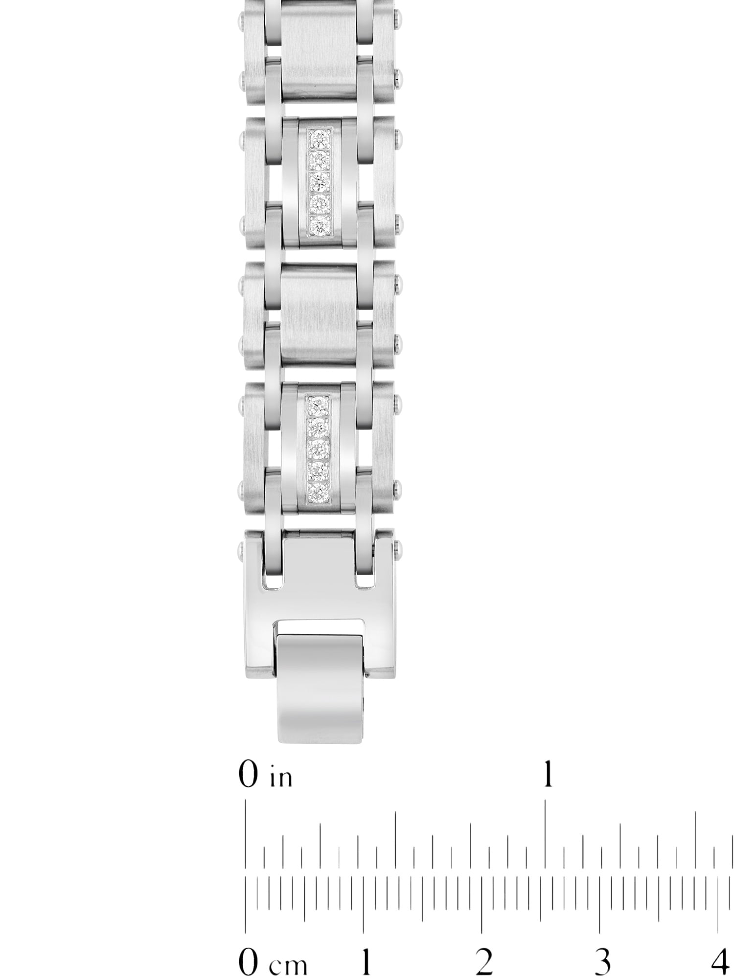 Men's Silver-Tone Stainless Steel Cubic Zirconia Bracelet - Brilliance Fine Jewelry